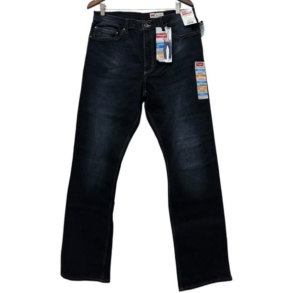 093 Wrangler | NWT Men’s Premium Quality Jeans Straight Fit Deep Blue (sz 34x32) - Picture 2 of 15
